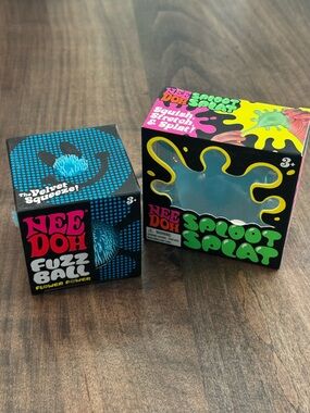 NeeDoh Fuzz Ball & Split Splat Set- Blue